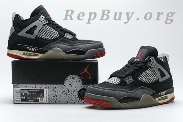 Top Version OFF White x Air Jordan 4 Bred CV9388-001 - Image 20