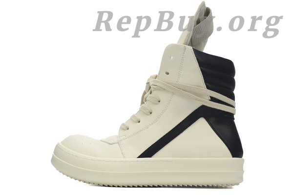 Rick Owens Baby Off-White & Black Geobasket Sneakers WHITE