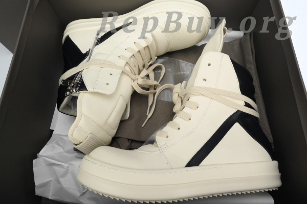Rick Owens Baby Off-White & Black Geobasket Sneakers WHITE - 图片 9