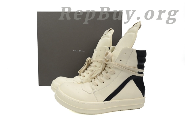 Rick Owens Baby Off-White & Black Geobasket Sneakers WHITE - 图片 10