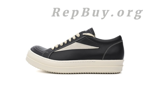 Rick Owens EDFU Vintage Sneaks Leather Black Milk White RP01C5888LPOLVS-911 - Image 2