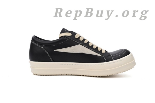 Rick Owens EDFU Vintage Sneaks Leather Black Milk White RP01C5888LPOLVS-911 - Image 3