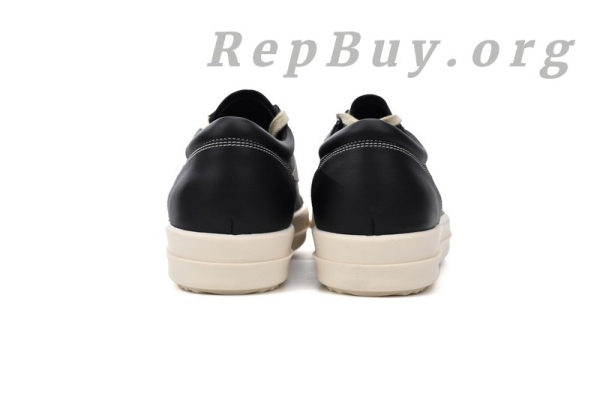 Rick Owens EDFU Vintage Sneaks Leather Black Milk White RP01C5888LPOLVS-911 - Image 4