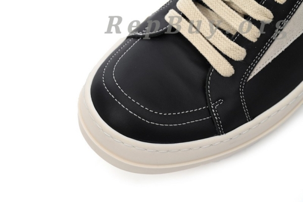 Rick Owens EDFU Vintage Sneaks Leather Black Milk White RP01C5888LPOLVS-911 - Image 8