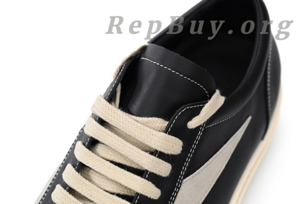 Rick Owens EDFU Vintage Sneaks Leather Black Milk White RP01C5888LPOLVS-911 - Image 7