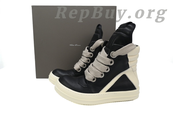 Rick Owens GeoBasket Oversized Eylet Black White - 图片 10