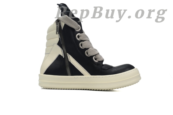 Rick Owens GeoBasket Oversized Eylet Black White - 图片 2