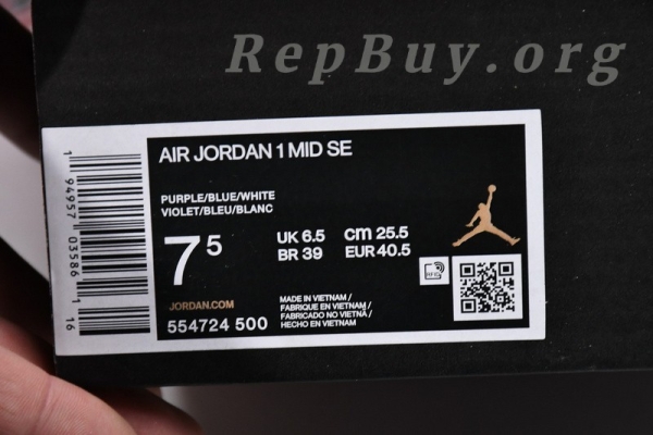 [Sale] Jordan 1 Mid Purple Aqua 554724-500 - 图片 17