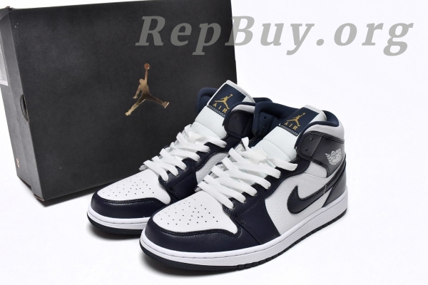 [Sale] Jordan 1 Mid White Metallic Gold Obsidian 554725-174 - 图片 14