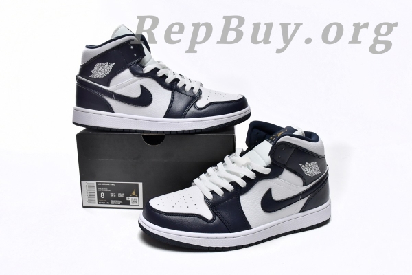 [Sale] Jordan 1 Mid White Metallic Gold Obsidian 554725-174 - 图片 13