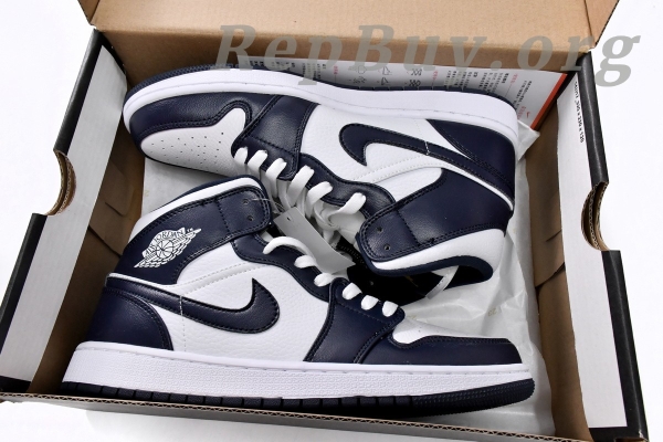 [Sale] Jordan 1 Mid White Metallic Gold Obsidian 554725-174 - 图片 15