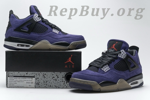 Top Version Travis Scott x Air Jordan 4 Retro Purple AJ4-766302 - 图片 24