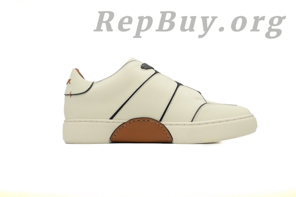 Zegna Tiziano Leather Low-top Sneakers In Beige - 图片 2