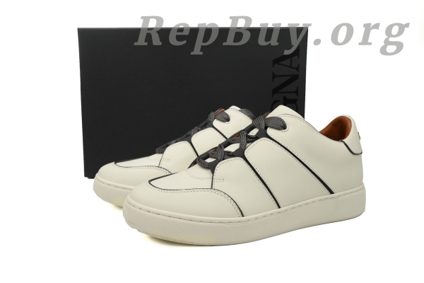Zegna Tiziano Leather Low-top Sneakers In Beige - 图片 11