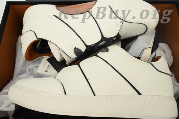 Zegna Tiziano Leather Low-top Sneakers In Beige - 图片 12