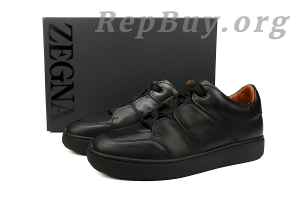 Zegna Tiziano Leather Low-top Sneakers In Black - 图片 11