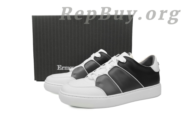 Zegna Tiziano Leather Low-top Sneakers In White Black - 图片 11