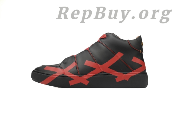 Zegna Tiziano Leather Mid-top Sneakers In Black Red