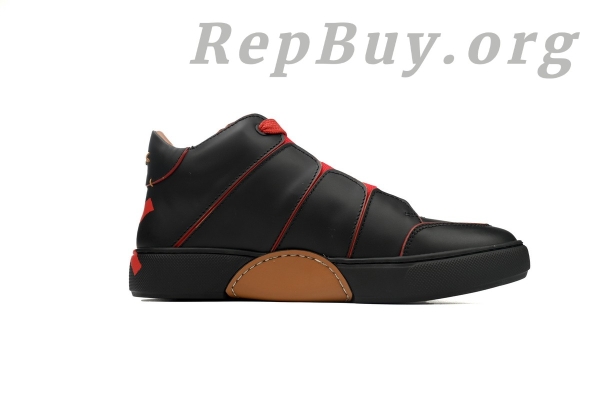 Zegna Tiziano Leather Mid-top Sneakers In Black Red - 图片 2