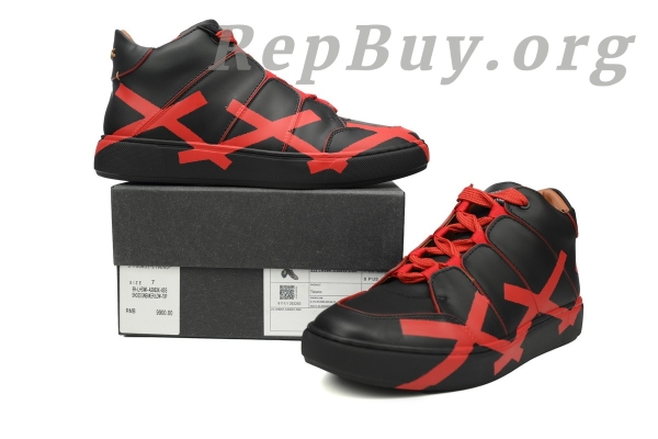 Zegna Tiziano Leather Mid-top Sneakers In Black Red - 图片 10