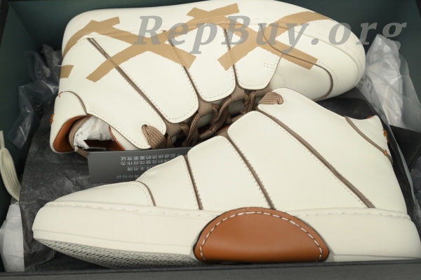 Zegna Tiziano Leather Mid-top Sneakers In Beige - 图片 12