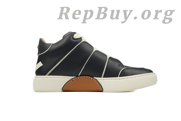 Zegna Tiziano Leather Mid-top Sneakers In Black and White - 图片 2