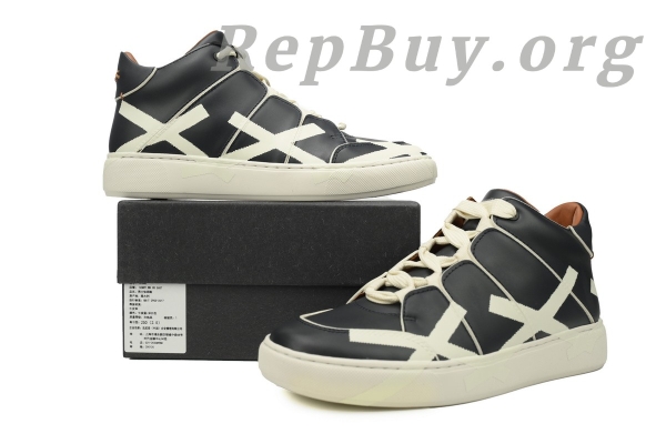Zegna Tiziano Leather Mid-top Sneakers In Black and White - 图片 10