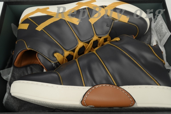 Zegna Tiziano Leather Mid-top Sneakers In Black Yellow - 图片 12
