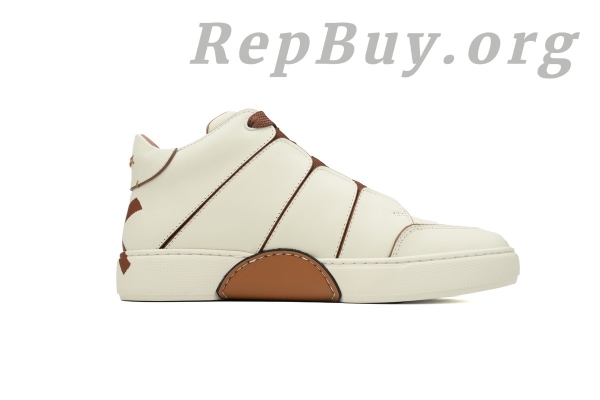 Zegna Tiziano Leather Mid-top Sneakers In Brown - 图片 2
