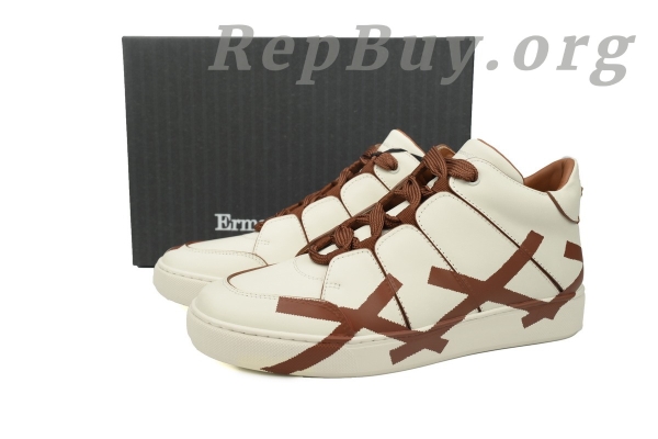 Zegna Tiziano Leather Mid-top Sneakers In Brown - 图片 11