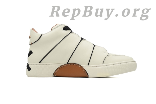 Zegna Tiziano Leather Mid-top Sneakers In White Black - 图片 2