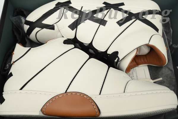 Zegna Tiziano Leather Mid-top Sneakers In White Black - 图片 12